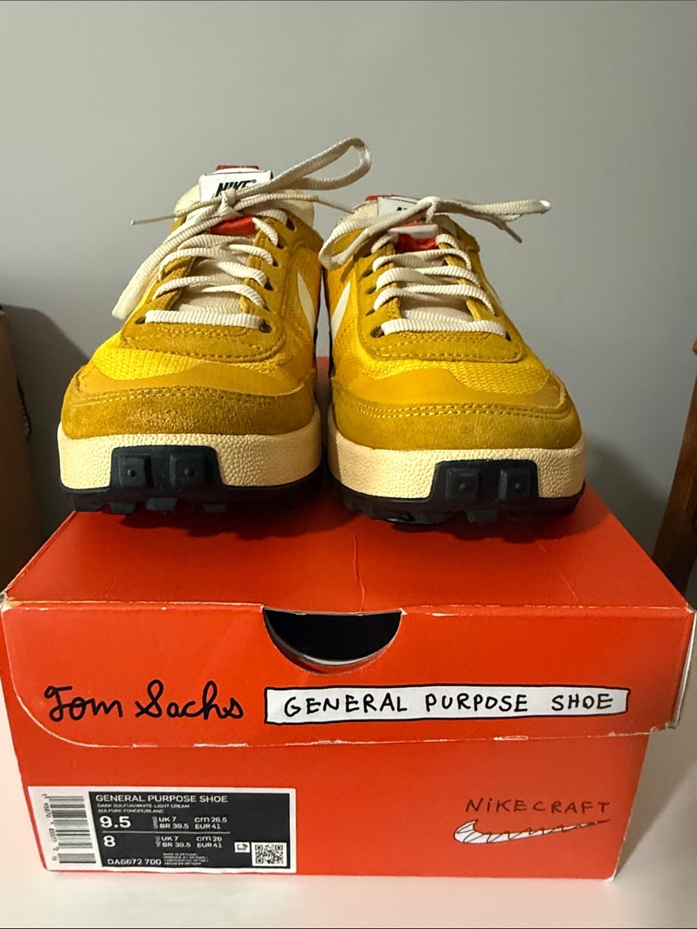 Nike Tom Sachs General Purpose Shoe - Mustard Yellow with Cream Laces
